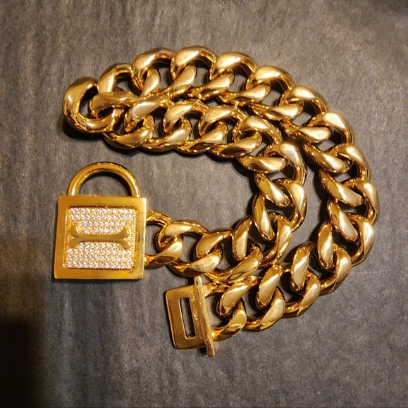 NIB 24kt GP 19" Dog Collar with Beautiful Swarovski Crystals. - Picture 2 of 4